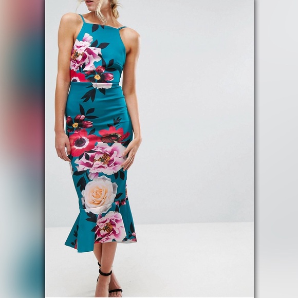 Spring/Easter Open Back Floral Midi Dress - Picture 2 of 5
